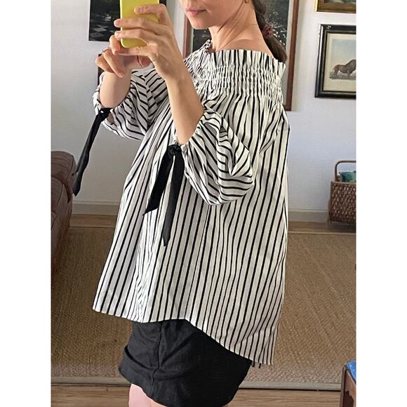 Caroline Constas Striped Off Shoulder Blouse Size X Small - Picture 2 of 3
